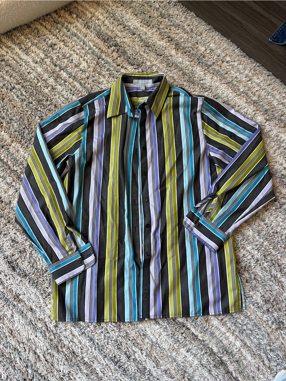 Foxcroft Multicolor Vertical Stripe Button Down